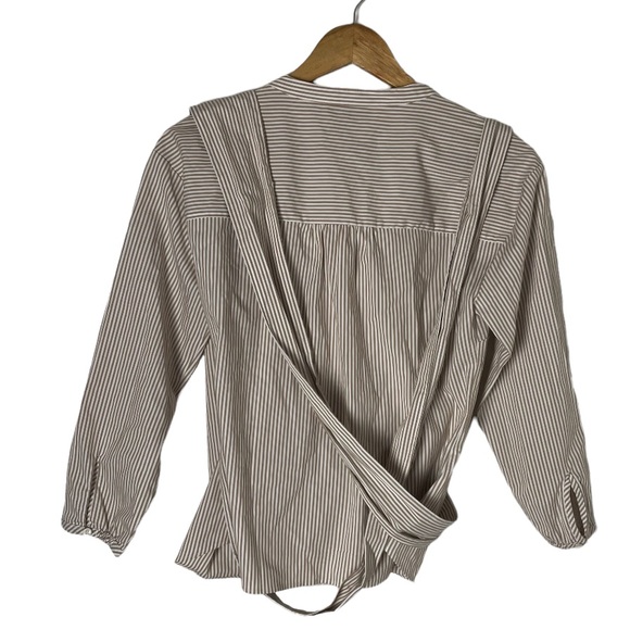 J Crew Cotton Stripe Wrap Top Size S/P - Picture 4 of 8